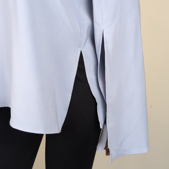 Topshop Periwinkle Slit Bell Sleeve Top VNeck Boxy Tunic Blouse Womens Size 8 - Picture 7 of 12